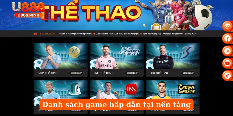 Giới thiệu U888 - Danh sách game hấp dẫn tại nền tảng