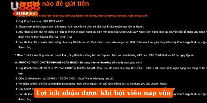 Lợi ích nhận được khi hội viên nạp vốn